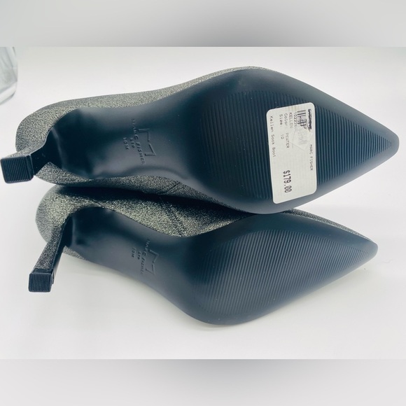 MARC FISHER Pewter Black Shimmer Glitter Kellen Heeled Bootie Size 10M NWOT - Picture 3 of 14